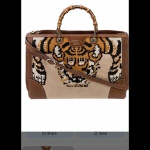 ISO Gucci Tan and Brown needlepoint Satchel with Tiger Motif